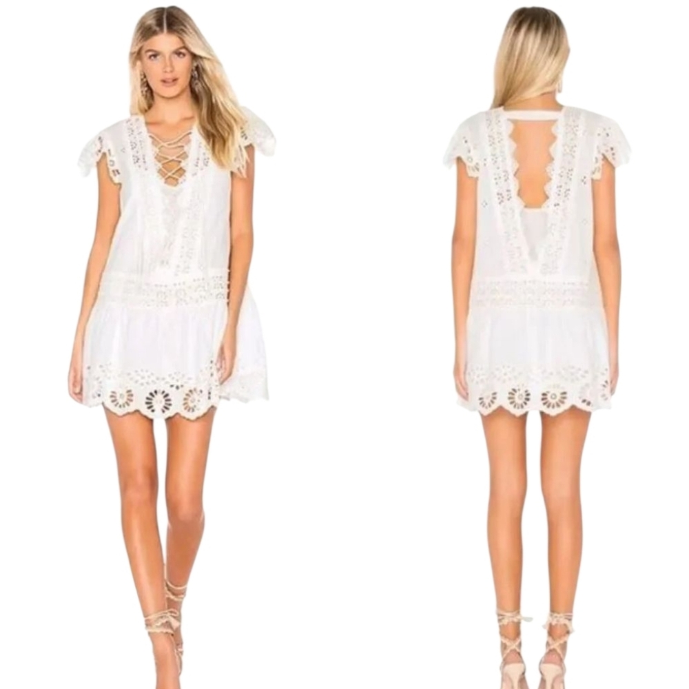 Free People Esperanza Eyelet Lace Mini Dress Size M NWT